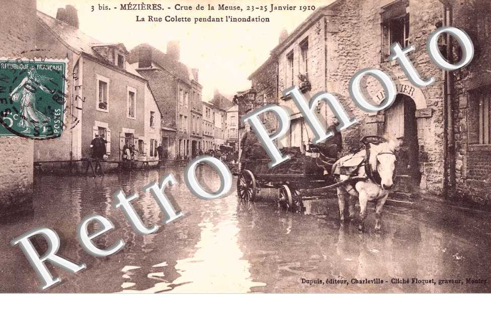 crue de la Meuse, la rue Colette pendant l'inondation, 23-25 janvier 1910