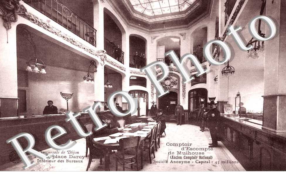 1 et 3  place Darcy - Comptoir d&#039;Escompte de Mulhouse, succursale de Dijon, interieur des bureaux