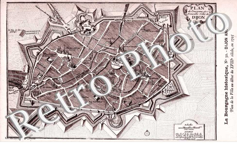 plan de la ville au debut du 18eme en 1705