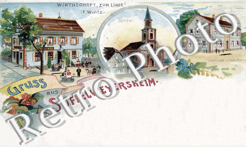 Wirtschaft  zur Linde - Kirche - Gemeinde u. Schulhaus