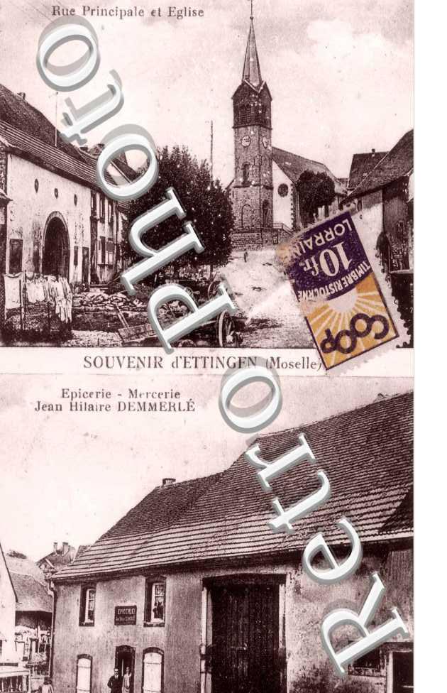 rue principale et eglise Epicerie Mercerie Jean Hilaire Demmerle