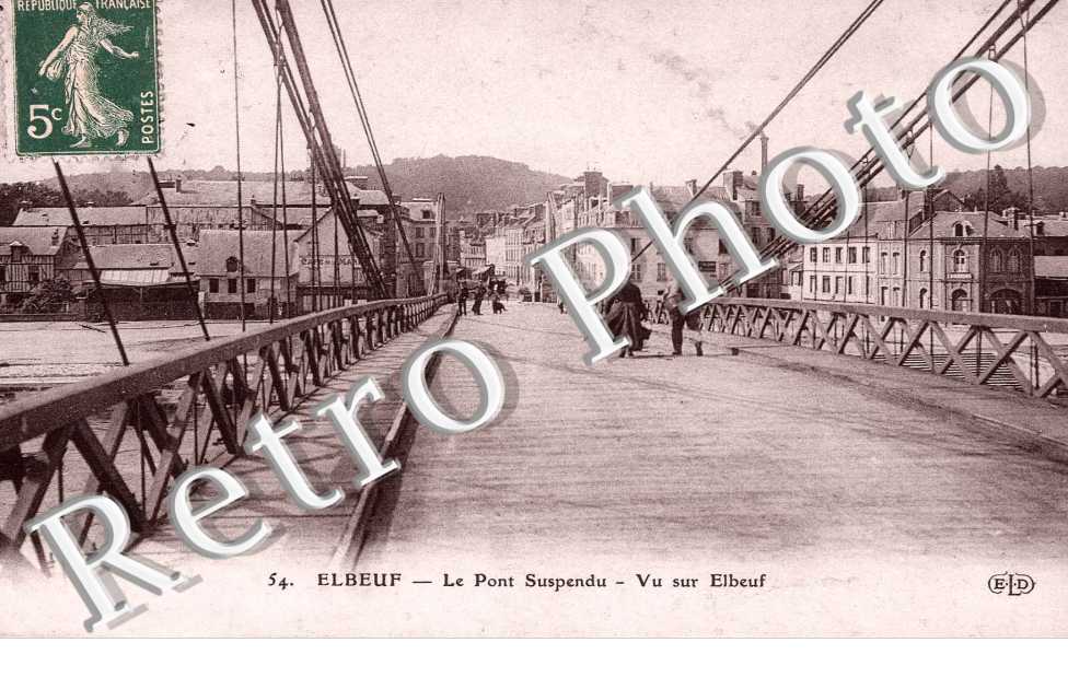 le Pont suspendu et vue sur Elbeuf