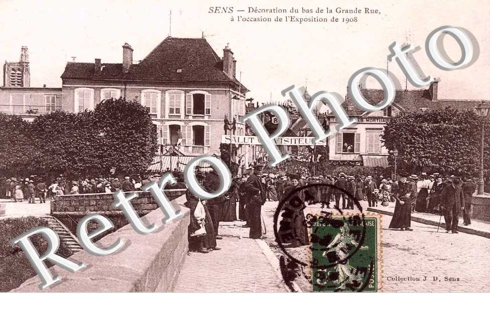 decoration du bas de la Grande Rue, a l'occasion de l' exposition de 1908