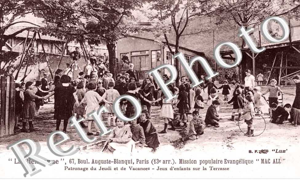 LA BIENVENUE 67 Boulevard Auguste Blanqui Mission populaire evangelique Jeux d&#039;enfants sur la terrasse
