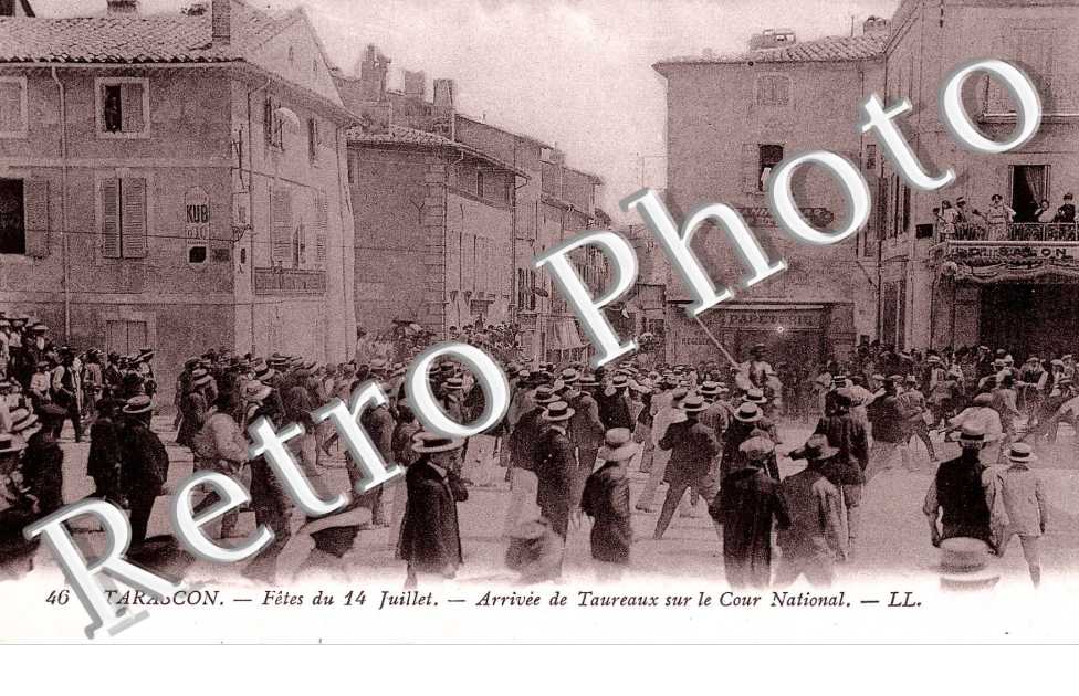 fetes du 14 juillet - arrivee de taureaux sur le cour national