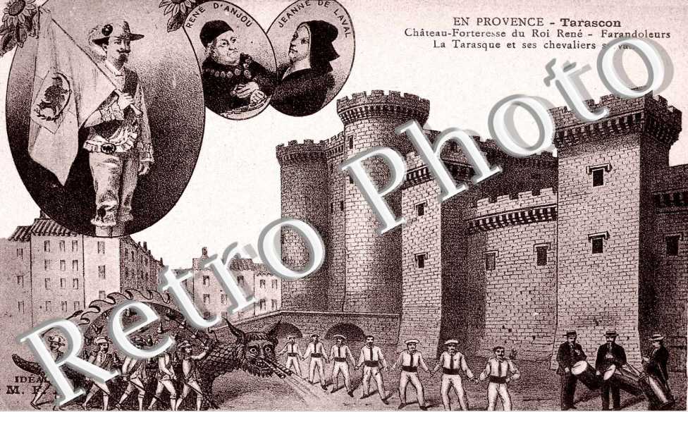 chateau forteresse du roi Rene - farandoleurs - la tarasque et ses chevaliers servants