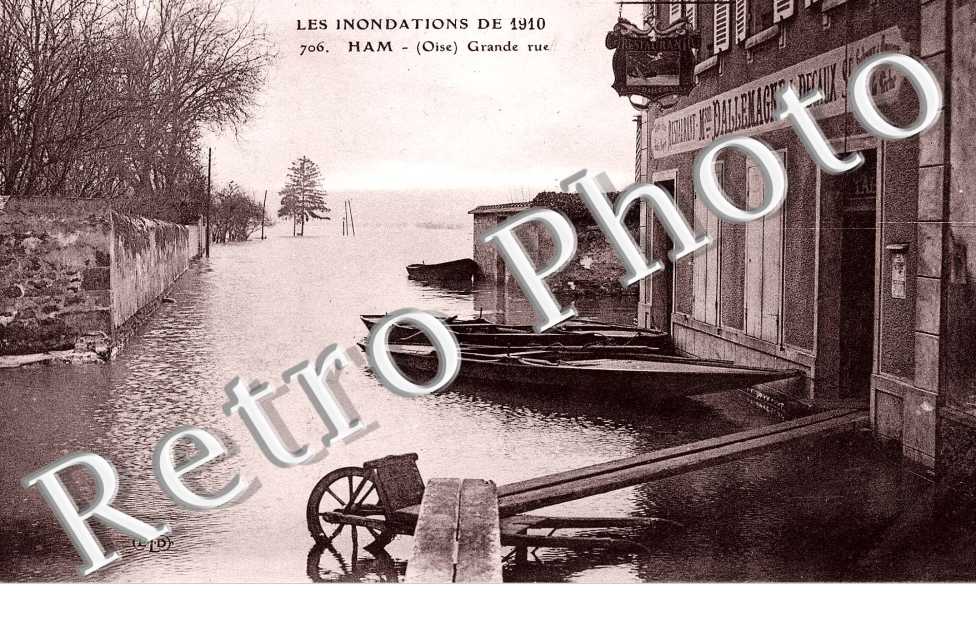 Ham  -  Grande rue - Inondations de 1910