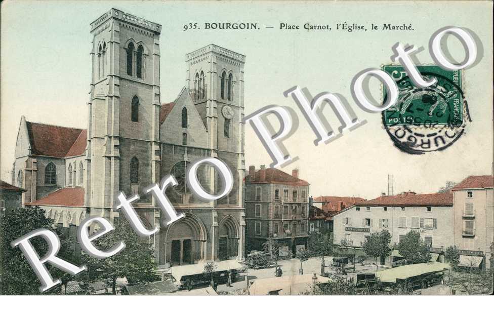 place Carnot , l&#039;eglise , le marche (couleur)