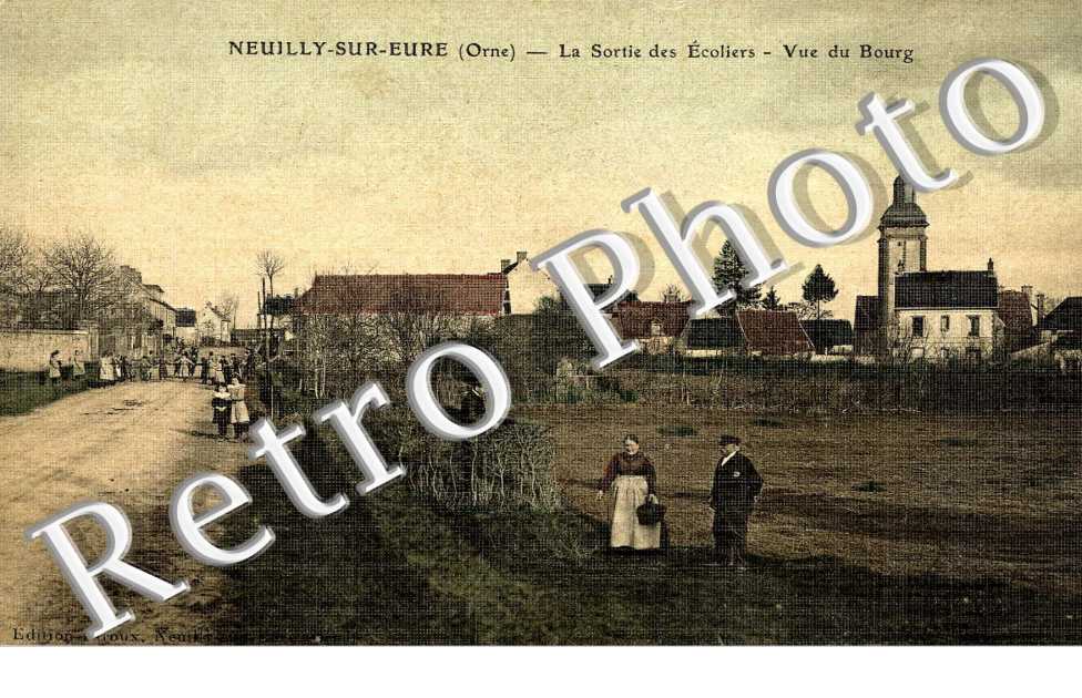 la sortie des ecoliers, vue du bourg