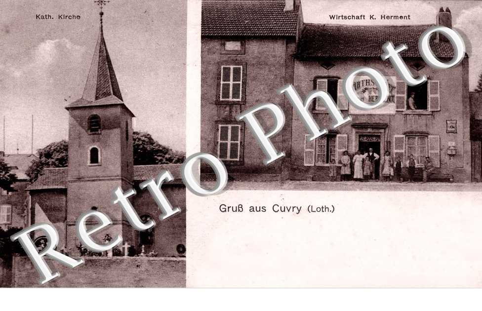 Gruss aus Cuvry - Kirche - Wirtschaft K. Herment