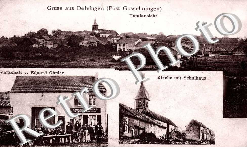 Wirtschaft von Eduard Ohnder, Kirche mit Schulhaus, Totalansicht