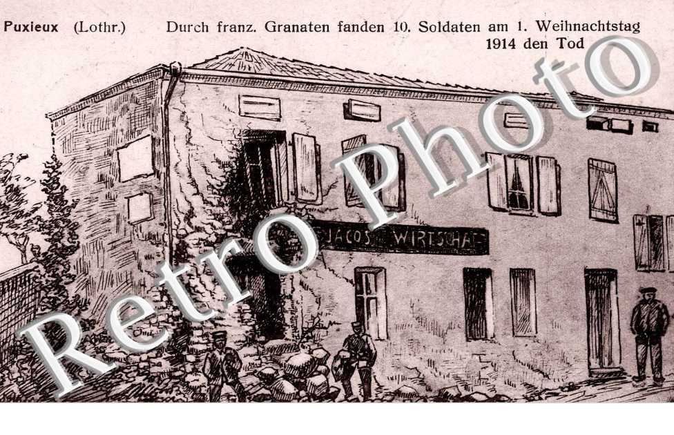 durch franz. granaten fanden 10. soldaten am 1. weihnachstag 1914 den Tod