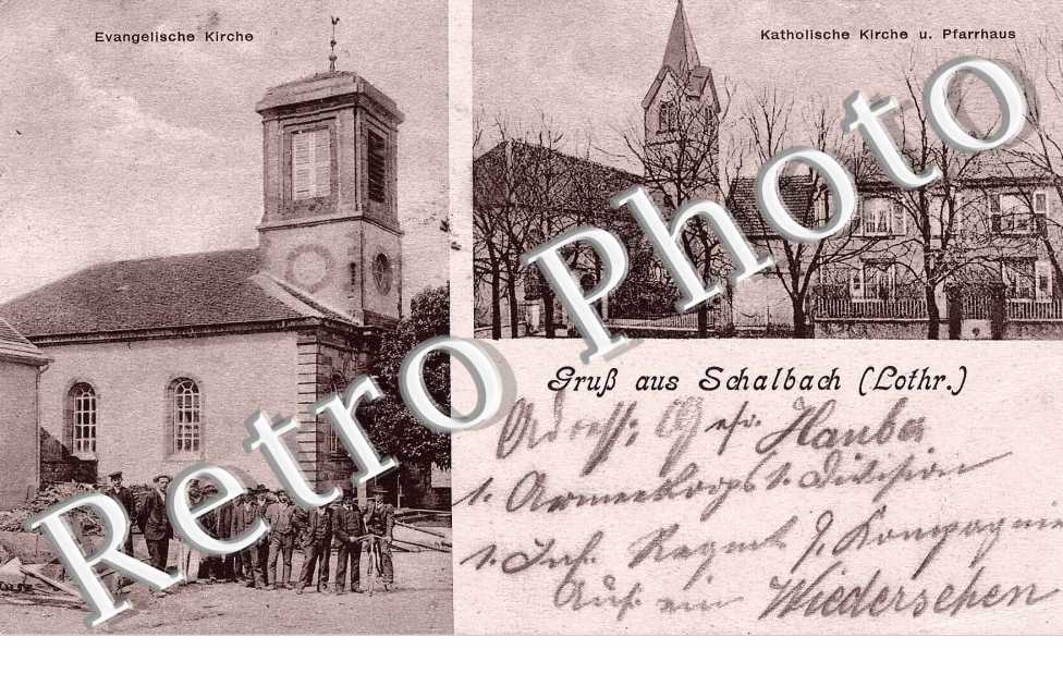 Gruss aus Schalbach  Evangelische Kirche  Katolische Kirche u. Pfarrhaus