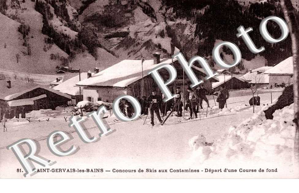 Concours de skis aux Contamines - depart d'une course de fond