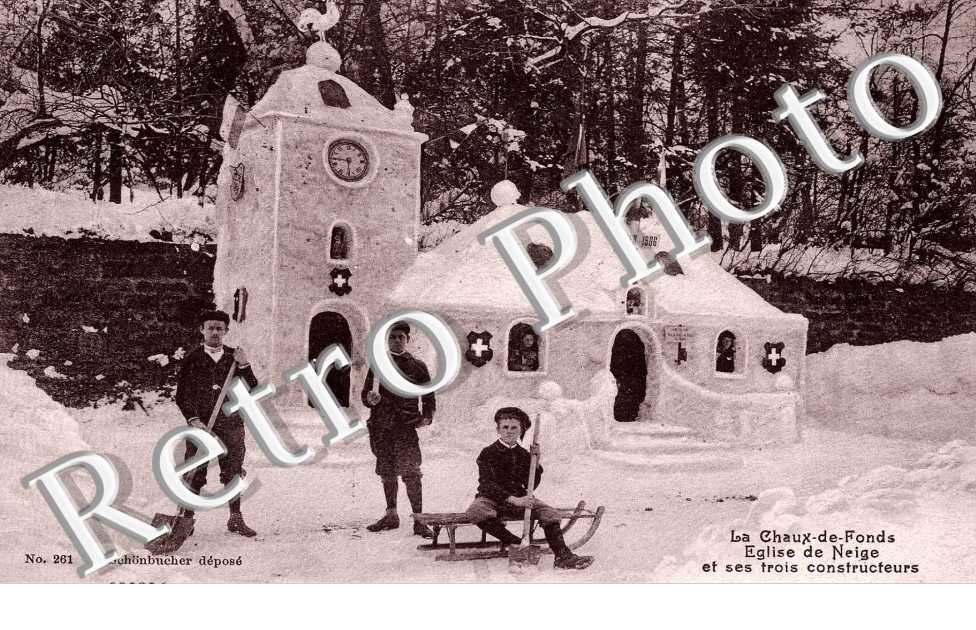 Chateau de neige et ses constructeurs Concours de constructions de Neige, Hiver 1906-1907