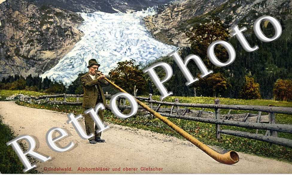 Alphornblaser und oberer Gletscher