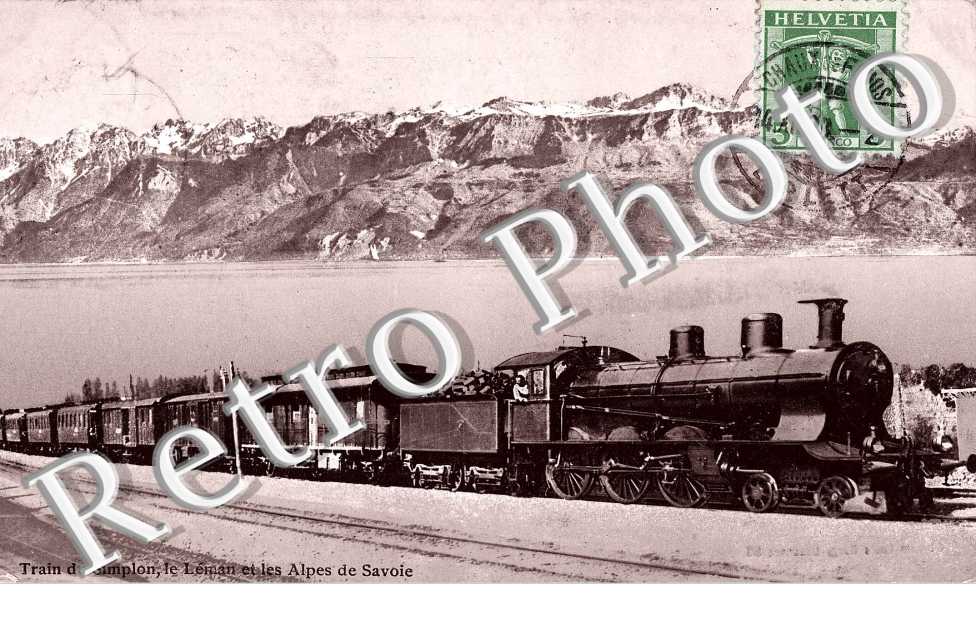 Train du Simplon, le Leman et les alpes de Savoie