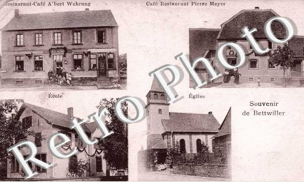 Restaurant Café Albert Wehrung. Café Restaurant Pierre Meyer. Ecole. Eglise.