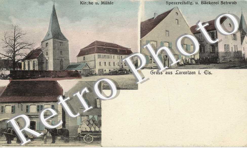 spezereihandlung u. Backerei Schwab, kirche u. Muhle
