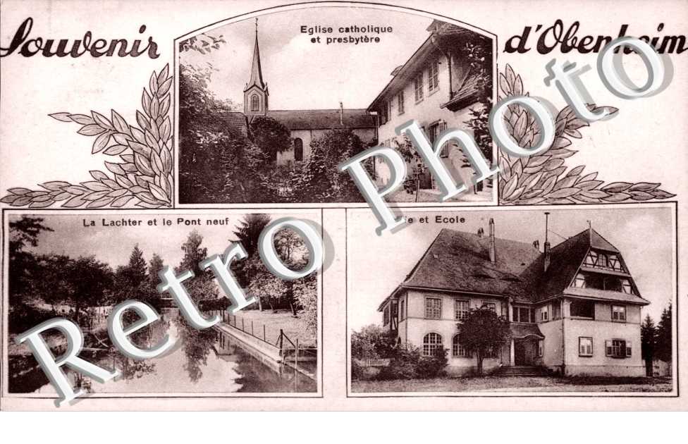 Eglise et presbytere - mairie et ecole - La Lachter et le pont neuf