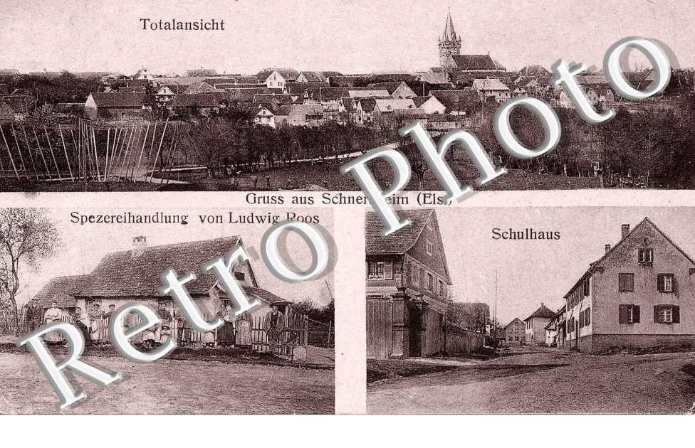 Totalansicht, Schulhaus, Spezereihandlung