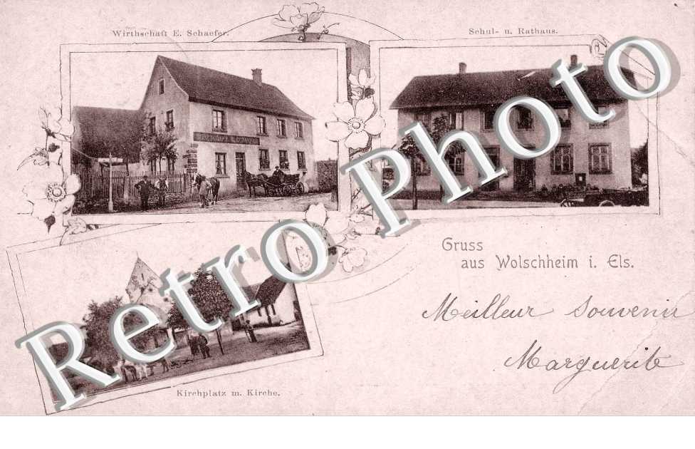 Wirtschaft - Schule u. Rathaus - Kirche