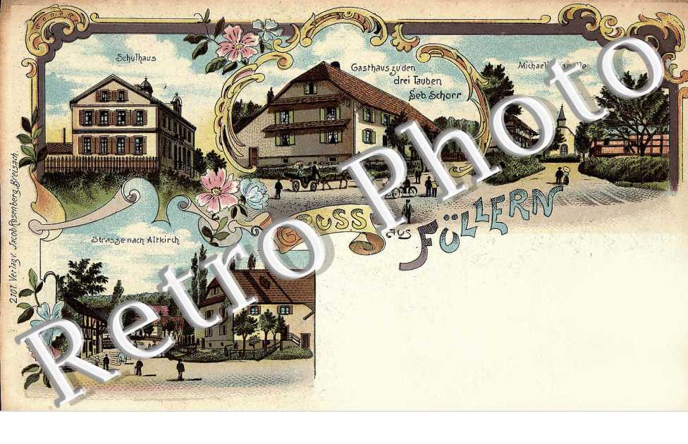 Schulhaus - Gasthaus drei Tauben Seb. Schorr - Michaelis Kapelle - Strassenach Altkirch