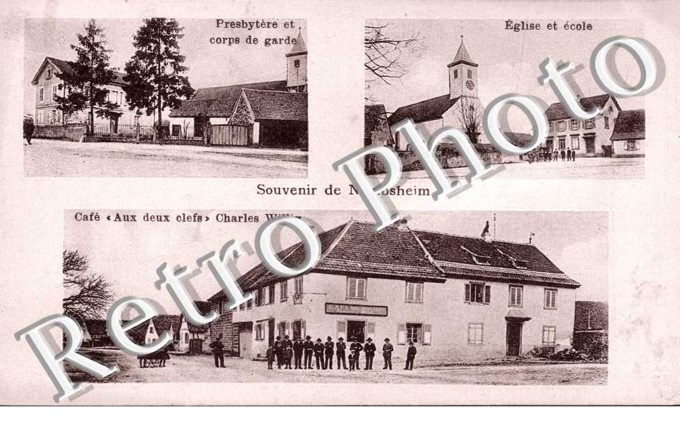 Presbytere et corps de garde - Eglise et ecole - Cafe " Aux deux clefs " Charles Willig