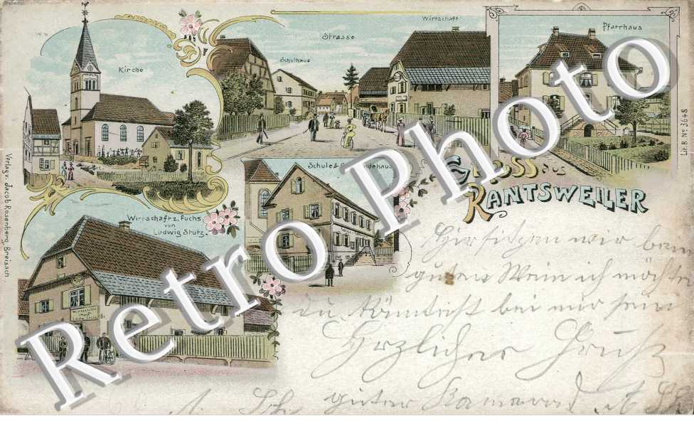 Kirche - Pfarrhaus -  Wirtschaft  z. Fuchs von Ludwig Stutz