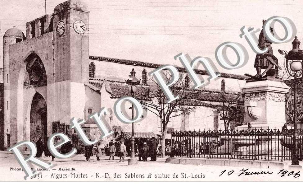 Notre-Dame des Sablons et statue de Saint Louis