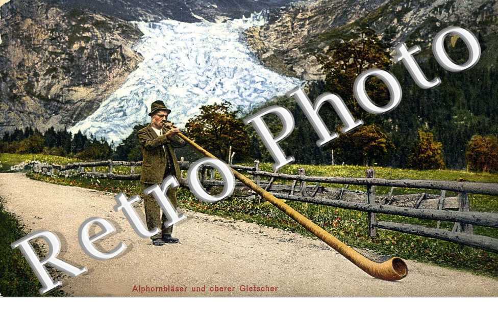 Alphornblaser und oberer Gletscher