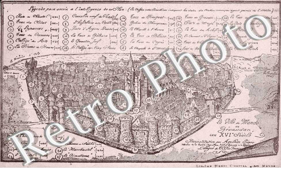 plan dessin LA VILLE DE MANDE EN GEVAUDAN