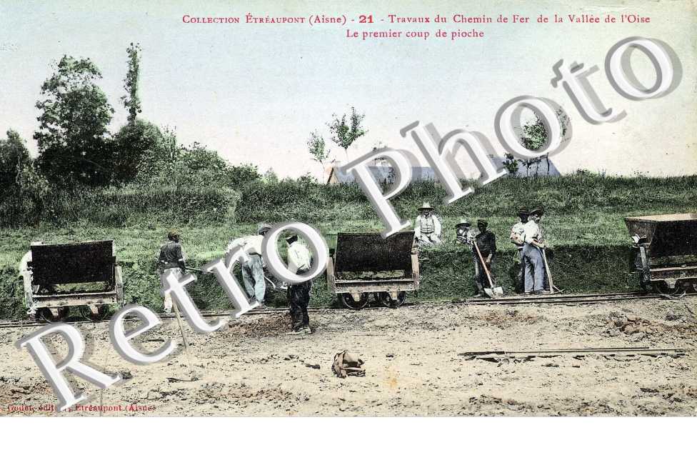 Travaux du chemin de fer de la vallee de l'Oise Le premier coup de pioche