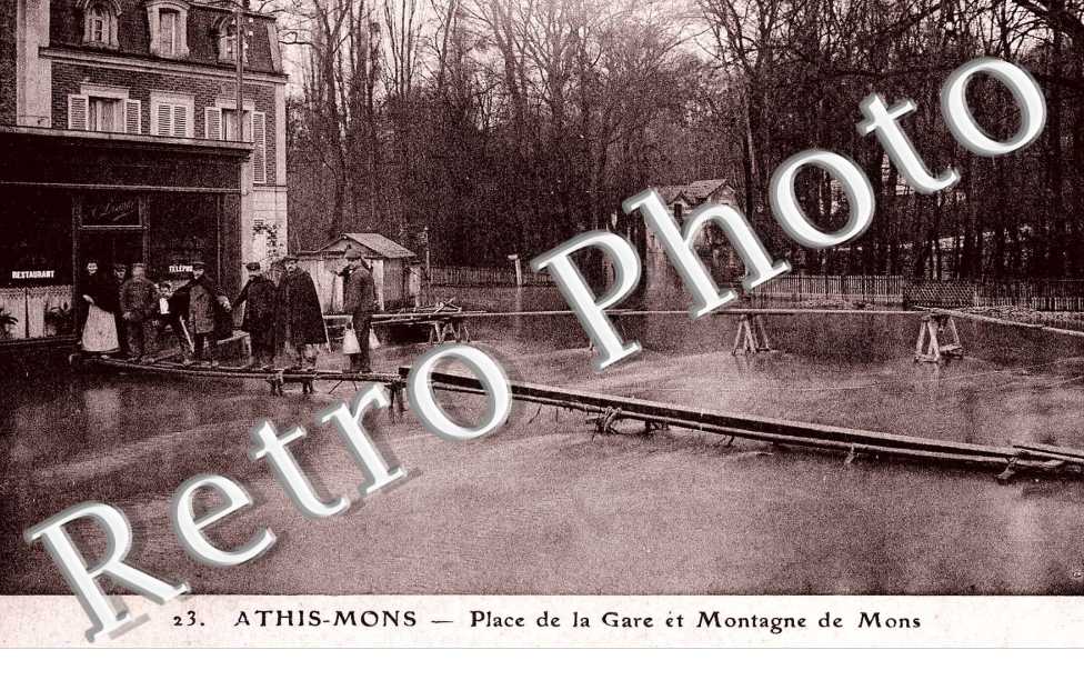 Crue de Janvier 1910 - Place de la Gare et Montagne de Mons