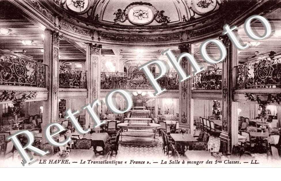 Le transatlantique France La salle a manger des 1eres classes (bateau)