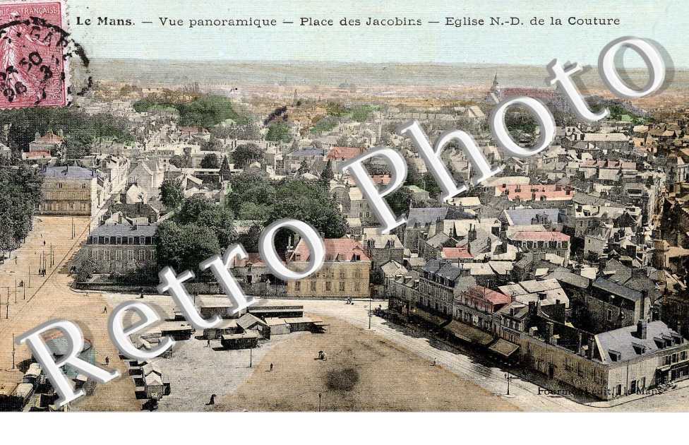 ue panoramique - Place des Jacobins - Eglise N-D de la couture (toilee couleur)