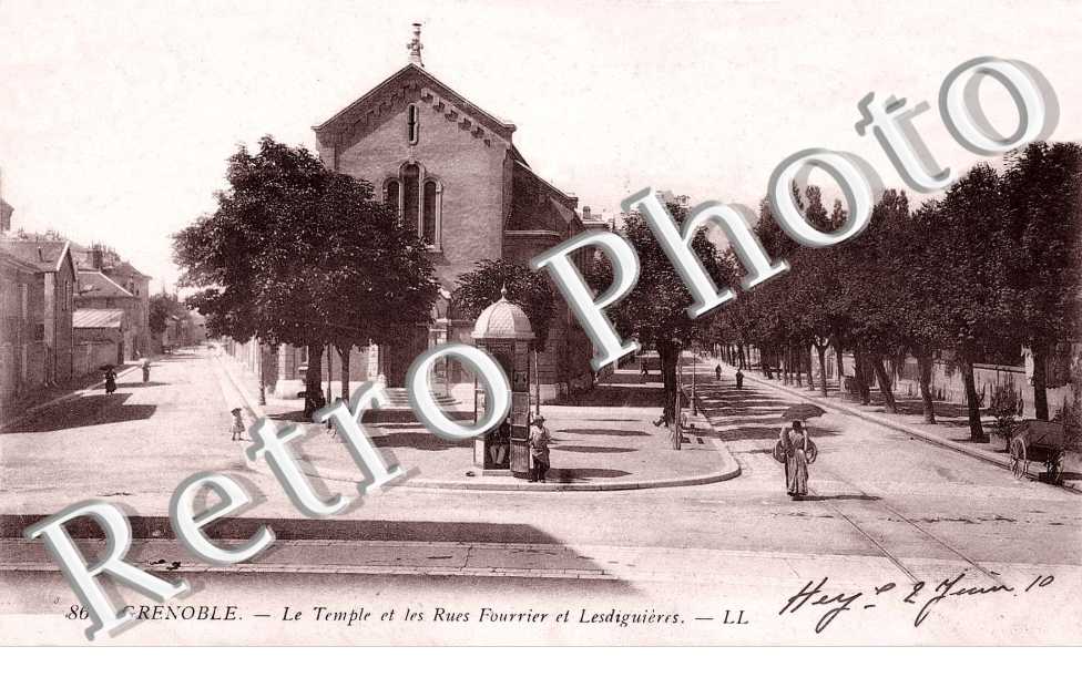 le temple et les rues Fourrier et Lesdiguieres