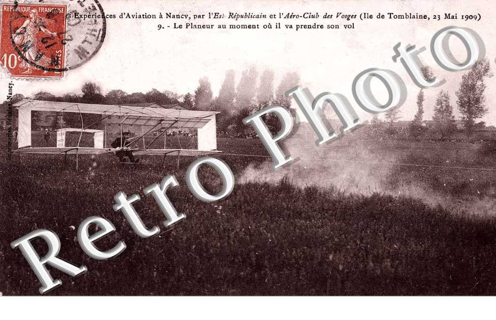 Le planeur au moment ou il va prendre son vol  - Experiences d'AVIATION a Nancy par l'est Republicain et l'aero club 1909