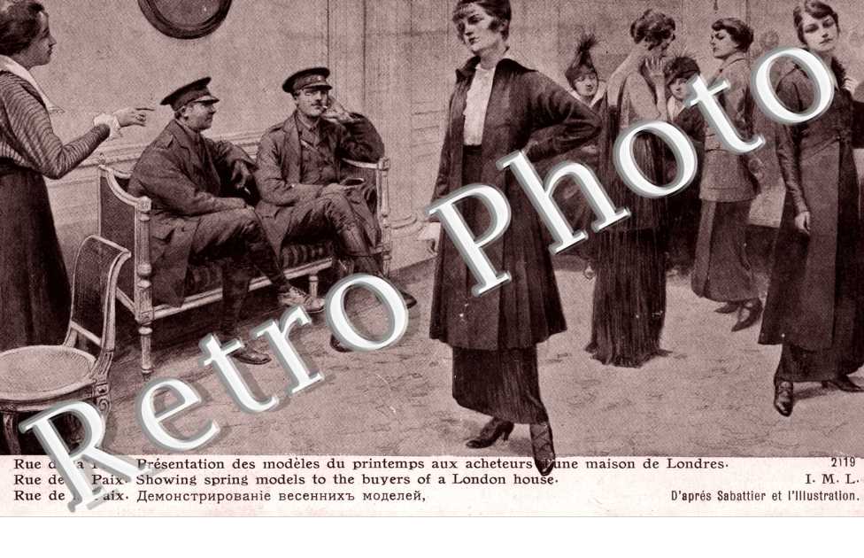 Rue de la paix - presentation des modeles du printemps aux acheteurs d&#039;une maison de Londres