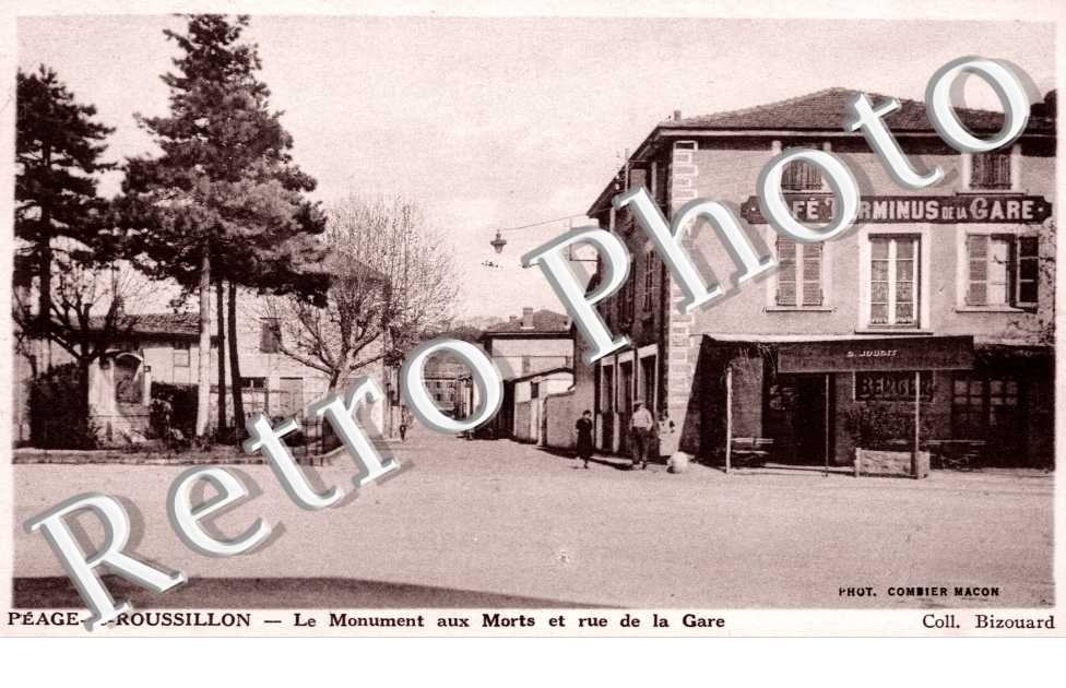 le monument aux Morts et rue de la gare