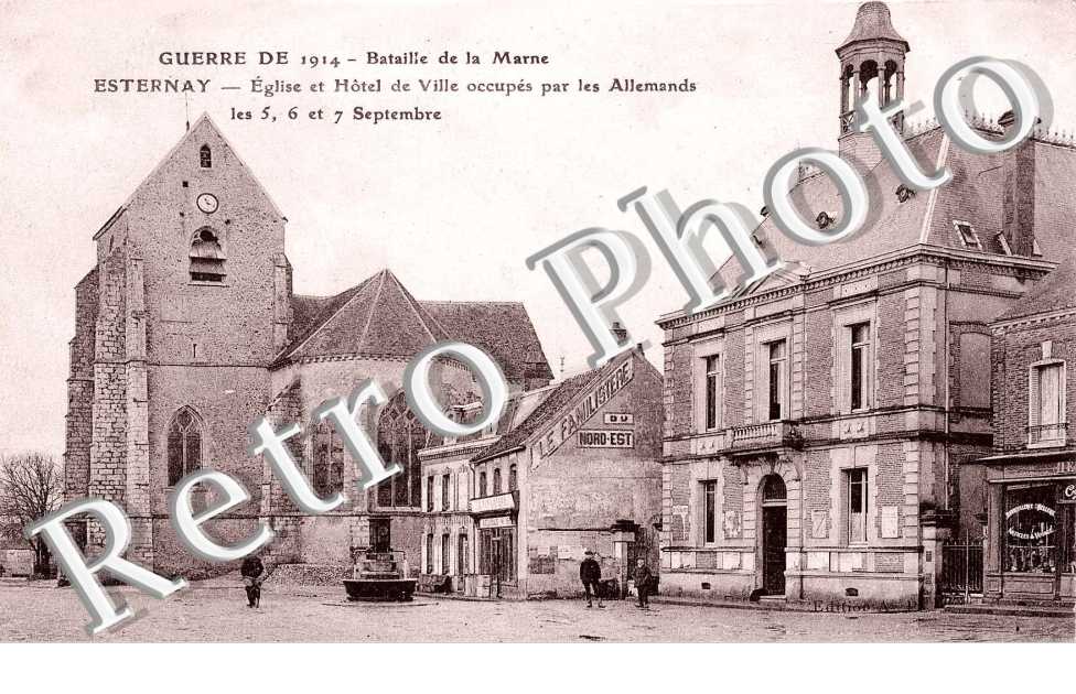 Bataille de la Marne 1914 - eglise et hotel de ville occupes par les allemands