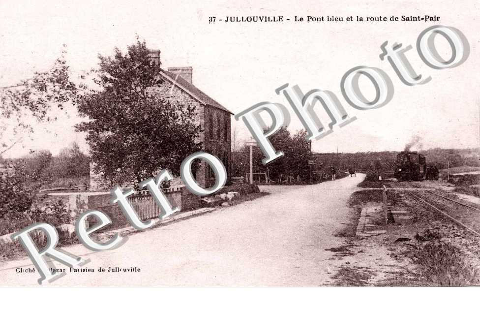 le pont bleu et la route de Saint-Pair