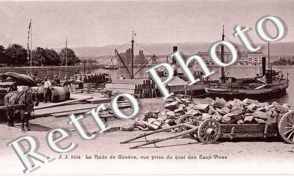 la rade de geneve, vue prise du quai des Eaux Vives