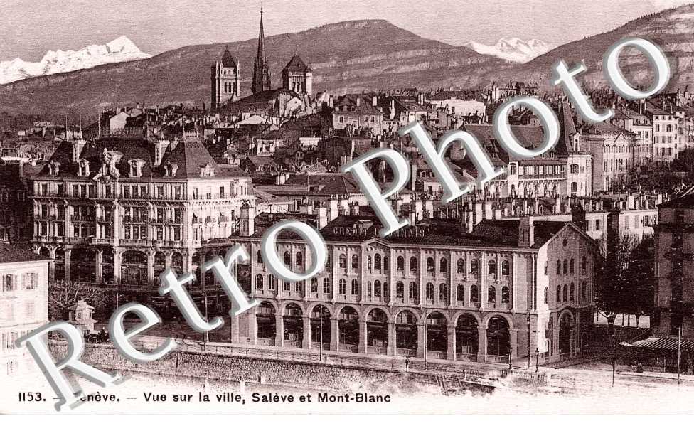 vue sur la ville, Saleve et Mont Blanc
