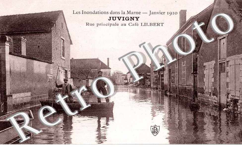 Inondation de janvier 1910 - Rue principale au cafe Lilbert