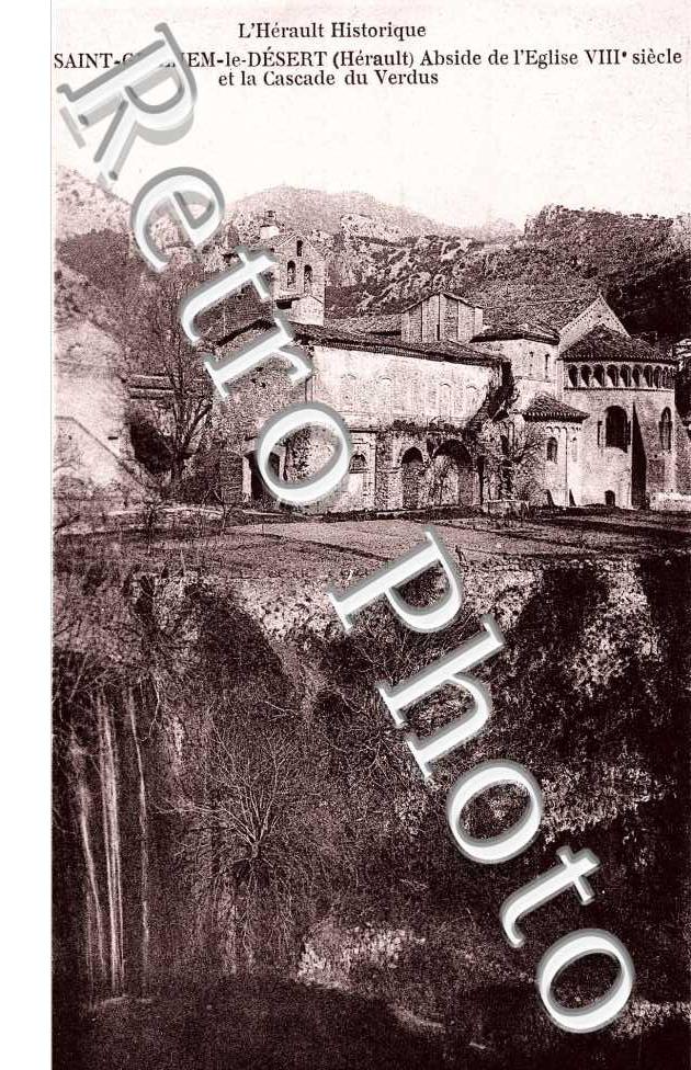 Abside de l'Eglise et la cascade du Verdus.