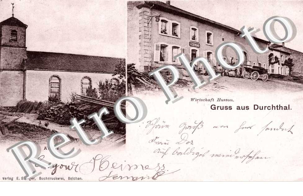 Kirche, Wirtschaft Husson Gruss aus Durchthal