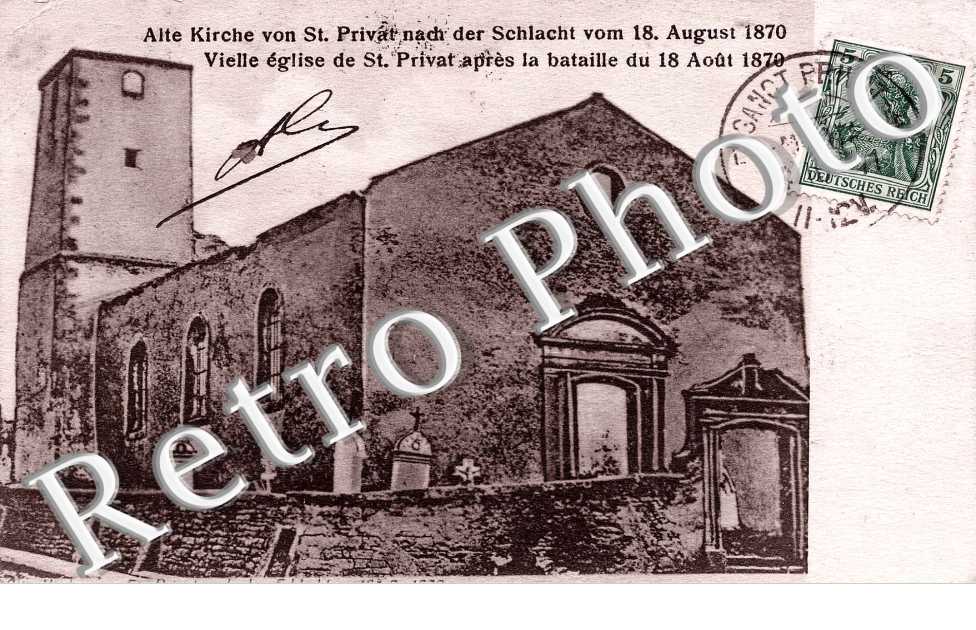 Vieille église  après la bataille du 18 aout 1870