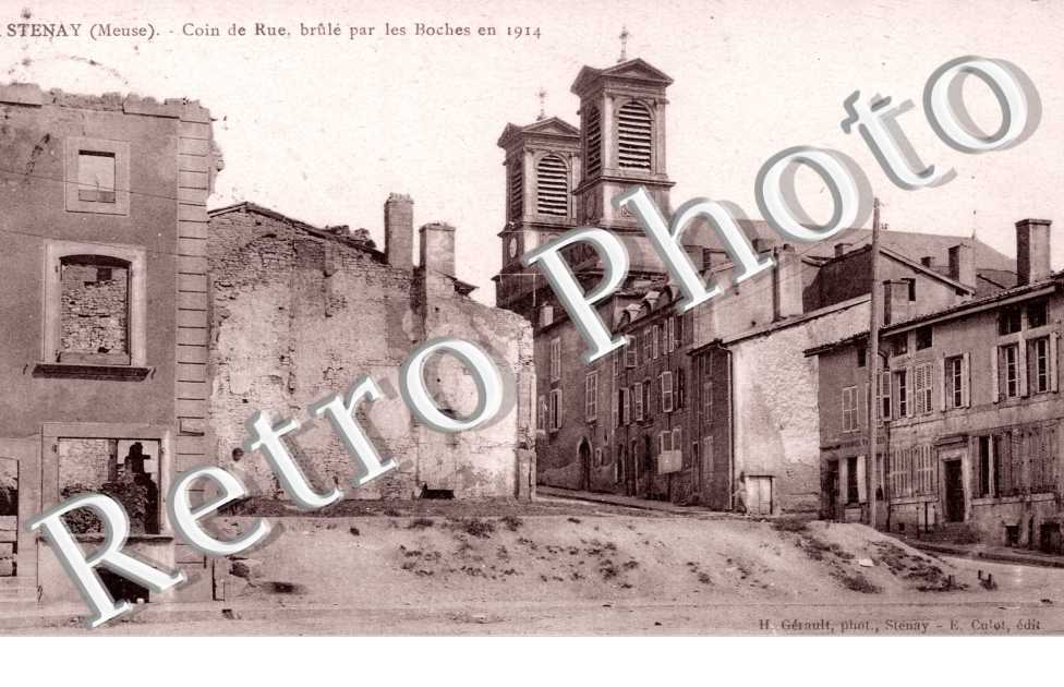 RUE brulee par les Boches 1914