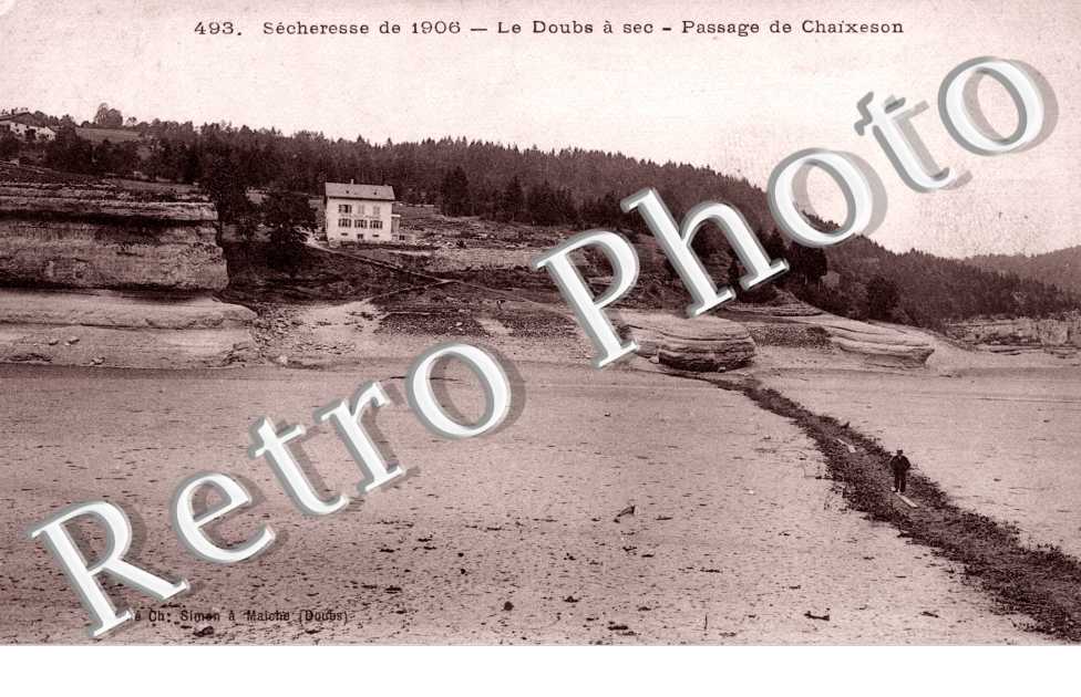 secheresse 1906 le Doubs a sec Passage de Chaixeson